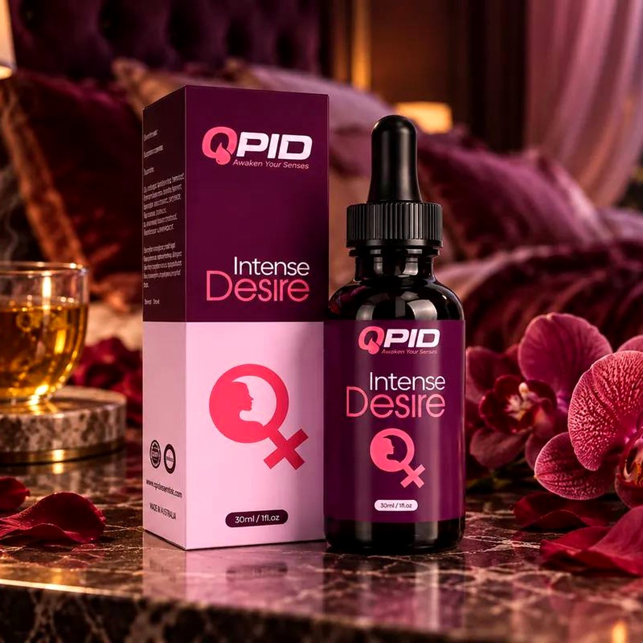 QPID Intense Desire 30ml — botol dan kotak